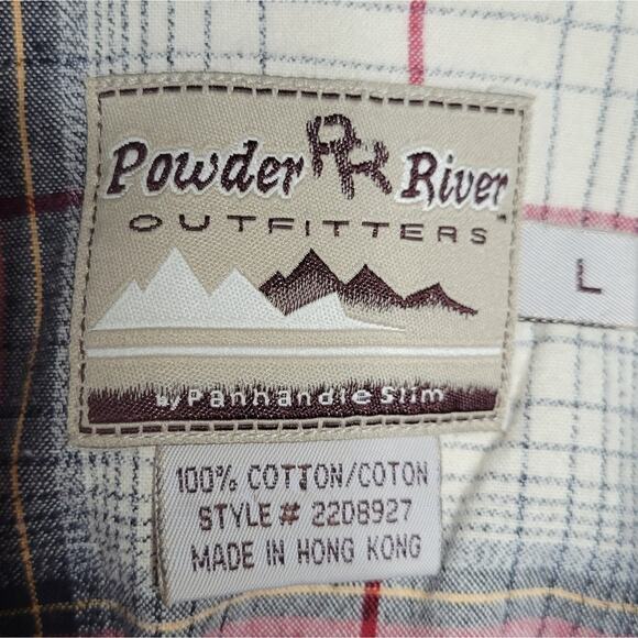 Vintage 90s Y2K Panhandle Slim Powder River Plaid Cotton Button Down, size L - Picture 3 of 4
